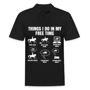 Dinge Die Ich In Meiner Freizeit Mache Pferde - Männer Poloshirt - Schwarz - Vorne - Kai (181cm)