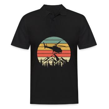Vintage Helikopter Berge Retro Hubschrauber Pilot - Männer Poloshirt - Schwarz - Vorne - Kai (181cm)