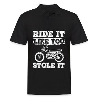 Ride It Like You Stole It Moped Moped Rider Mofa - Men's Polo Shirt - black - Front - Kai (181cm)