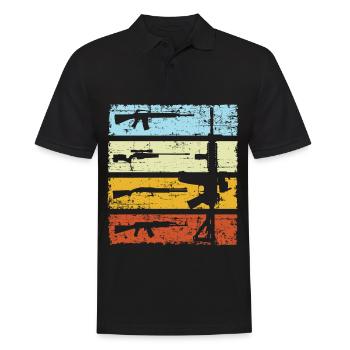 Vintage Machine Gun Pistol Retro Sports Shooter - Men's Polo Shirt - black - Front - Kai (181cm)