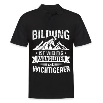 Bildung ist wichtig Paragleiten ist wichtigerer - Männer Poloshirt - Schwarz - Vorne - Kai (181cm)