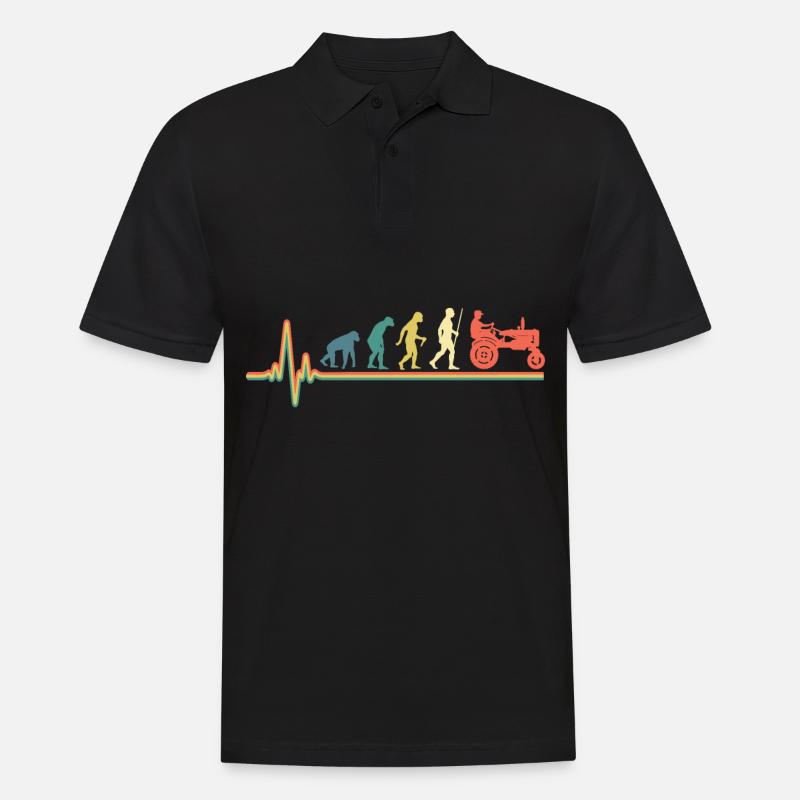Herzschlag Traktor Retro Evolution Oldtimer - Männer Poloshirt - Schwarz