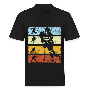 Ice Hockey Player Rétro Rétro Rétro Gift - Polo Homme - noir - Devant - Kai (181cm)