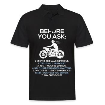 Before You Ask Motorcycle Rider Motorbike - Polo Homme - noir - Devant - Kai (181cm)