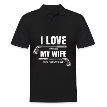 I Love My Wife Funny Golf Player Golfing Gift - Men's Polo Shirt - black - Front - Kai (181cm)