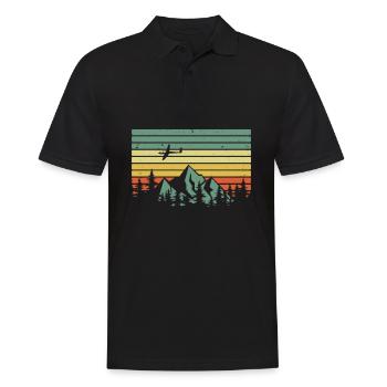 Vintage Segelflieger Berge Retro Gleitflug Pilot - Männer Poloshirt - Schwarz - Vorne - Kai (181cm)