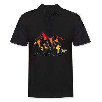 Jäger Berge Hund Wandern Vintage - Männer Poloshirt - Schwarz - Vorne - Kai (181cm)