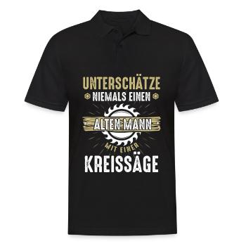 Unterschätze niemals einen alten Mann Kreissäge - Männer Poloshirt - Schwarz - Vorne - Kai (181cm)