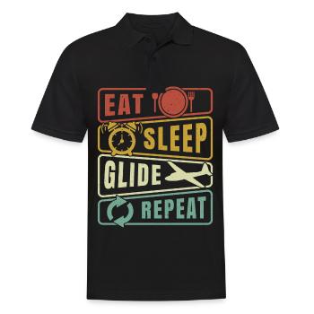 Eat Sleep Glide Repeat Glider Pilot Gliding Flight - Polo Homme - noir - Devant - Kai (181cm)