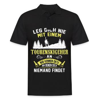Leg dich nie mit einem Tourenskigeher an Skitour - Männer Poloshirt - Schwarz - Vorne - Kai (181cm)