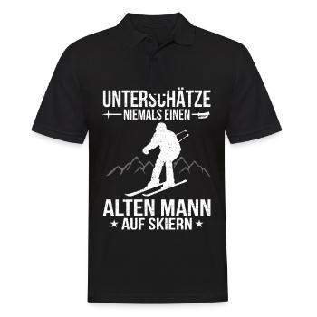 Unterschätze niemals einen alten Mann auf Skiern - Männer Poloshirt - Schwarz - Vorne - Kai (181cm)