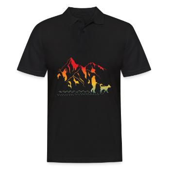 Berge Hund Wandern Gassi vintage für Hundebesitzer - Männer Poloshirt - Schwarz - Vorne - Kai (181cm)