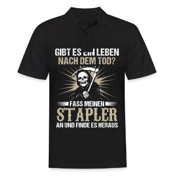Gibt es ein Leben nach dem Tod Stapler Lagerist - Männer Poloshirt - Schwarz - Vorne - Kai (181cm)