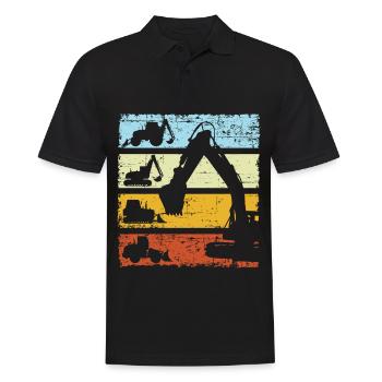 Bagger Baggerfahrer Baustelle Retro Bauarbeiter - Männer Poloshirt - Schwarz - Vorne - Kai (181cm)
