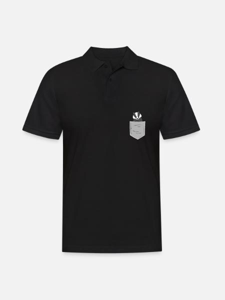 Dachs in der Brusttasche - Männer Poloshirt - Schwarz