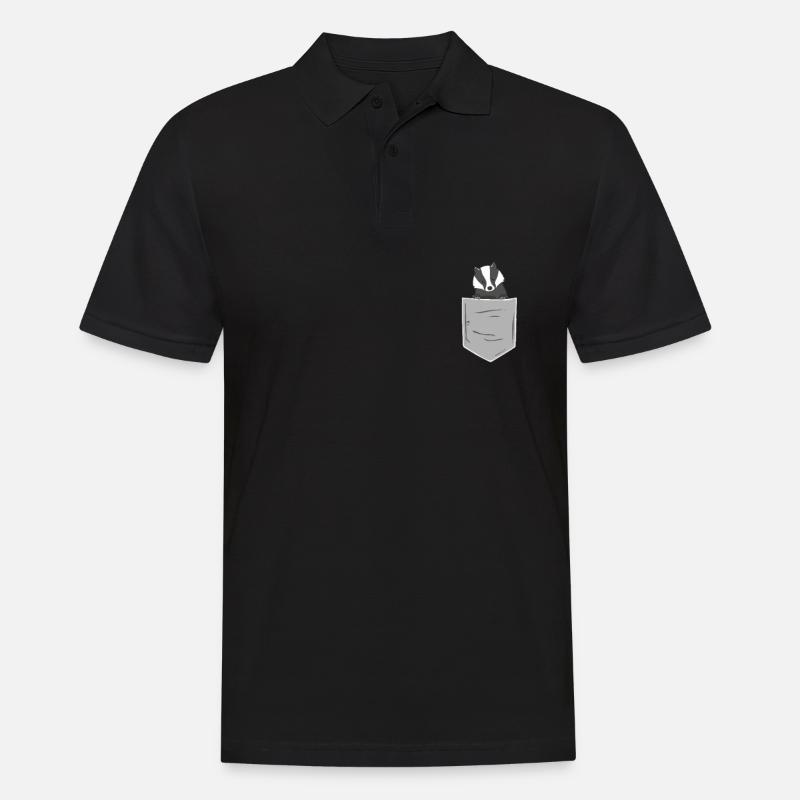 Dachs in der Brusttasche - Männer Poloshirt - Schwarz