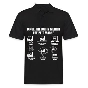 Dinge Die Ich In Meiner Freizeit Mache Stapler - Männer Poloshirt - Schwarz - Vorne - Kai (181cm)