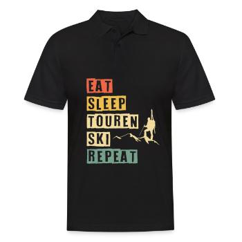 Eat Sleep Touren Ski Repeat Skitour Tourengeher - Männer Poloshirt - Schwarz - Vorne - Kai (181cm)