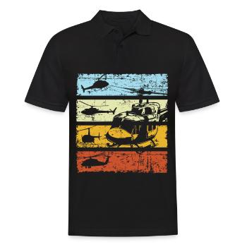 Hubschrauber Helikopter Pilot Retro Vintage - Männer Poloshirt - Schwarz - Vorne - Kai (181cm)