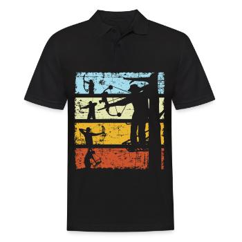 Pfeil und Bogen Bogenschießen retro - Männer Poloshirt - Schwarz - Vorne - Kai (181cm)