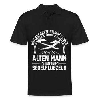 Unterschätze nie einen alten Mann in Segelflugzeug - Männer Poloshirt - Schwarz - Vorne - Kai (181cm)