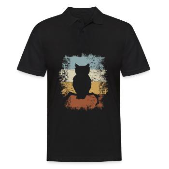 Retro Vintage Eule auf einem Ast - Männer Poloshirt - Schwarz - Vorne - Kai (181cm)