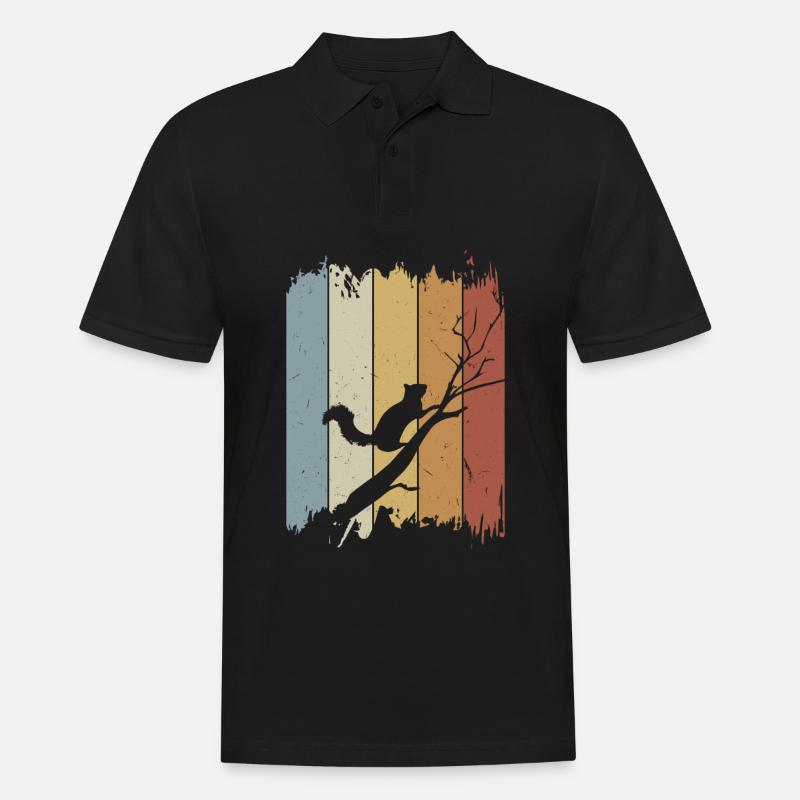 Retro Vintage Eichhörnchen Silhouette - Männer Poloshirt - Schwarz