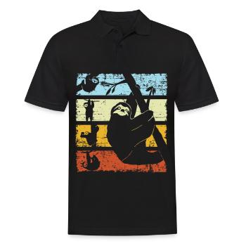 Vintage Retro Sloth Silhouette - Men's Polo Shirt - black - Front - Kai (181cm)
