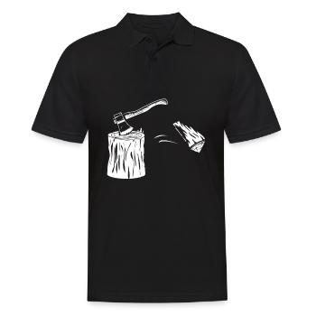 Holz Spalten Axt Geschenk - Männer Poloshirt - Schwarz - Vorne - Kai (181cm)