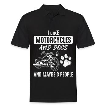 I Like Motorbikes and Dogs and Maybe 3 People - Männer Poloshirt - Schwarz - Vorne - Kai (181cm)