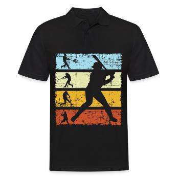 Rétro-joueur de baseball - Polo Homme - noir - Devant - Kai (181cm)