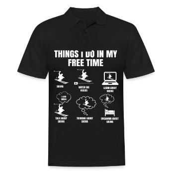 Things I Do in My Free Time Skiing - Men's Polo Shirt - black - Front - Kai (181cm)