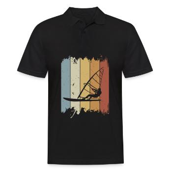 Windsurfen Retro Windsurf Wassersport Surf Vintage - Männer Poloshirt - Schwarz - Vorne - Kai (181cm)