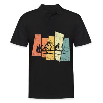 Retro Mountain Landscape Mountains Vintage - Men's Polo Shirt - black - Front - Kai (181cm)