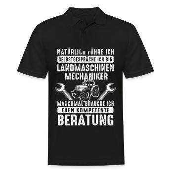 Landmaschinen Mechaniker Kompetente Beratung - Männer Poloshirt - Schwarz - Vorne - Kai (181cm)