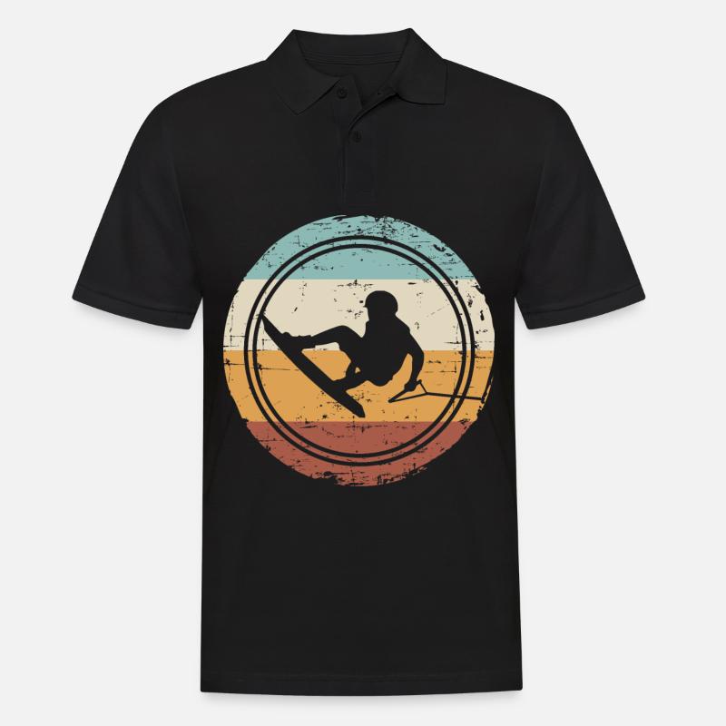 Retro Vintage Wakeboard Wakeboarder Wakeboarding - Männer Poloshirt - Schwarz