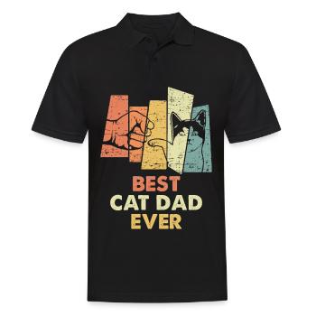 Vintage Best Cat Dad Ever Bump Fit - Polo Homme - noir - Devant - Kai (181cm)