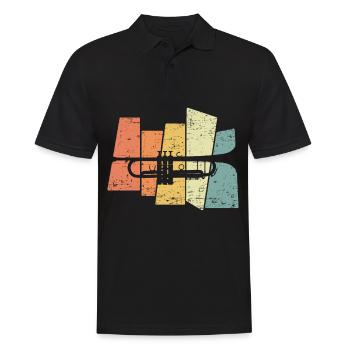021 trumpets silhouetteRetro trompette cadeau pour - Polo Homme - noir - Devant - Kai (181cm)