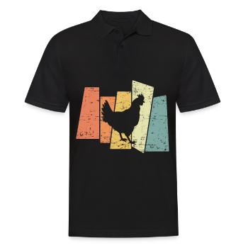 Retro Chicken I Chicken Farmer - Men's Polo Shirt - black - Front - Kai (181cm)