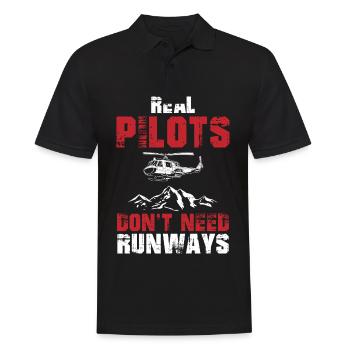 Real Pilots Don't Need Runways Helicopter - Men's Polo Shirt - black - Front - Kai (181cm)