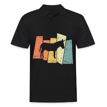 Retro Esel - Männer Poloshirt - Schwarz - Vorne - Kai (181cm)