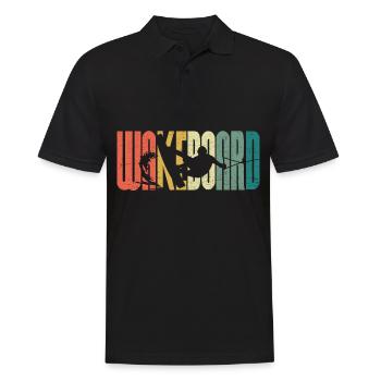 Retro Wakeboard Sunset Fan Wakeboarding - Men's Polo Shirt - black - Front - Kai (181cm)