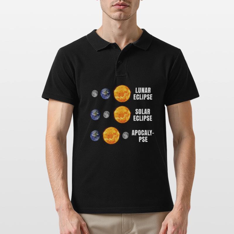Lunar Eclipse Solar Eclipse Apocalypse Men's Polo Shirt