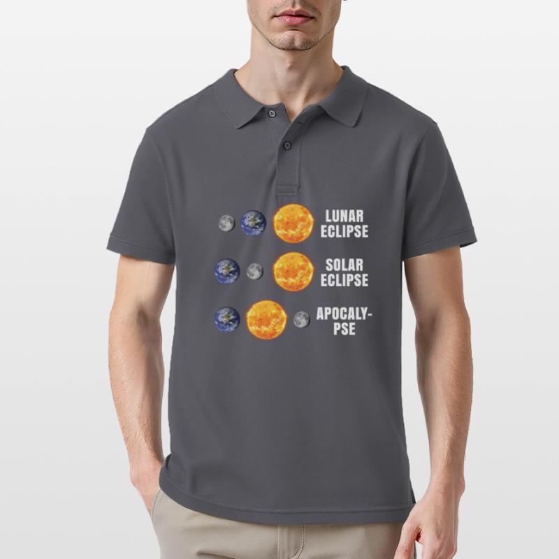 Lunar Eclipse Solar Eclipse Apocalypse Men's Polo Shirt