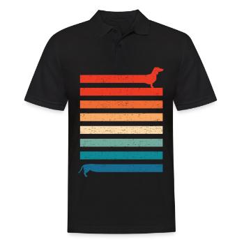 Lustiger Langer Dackel Dachshund Hunde vintage - Männer Poloshirt - Schwarz - Vorne - Kai (181cm)