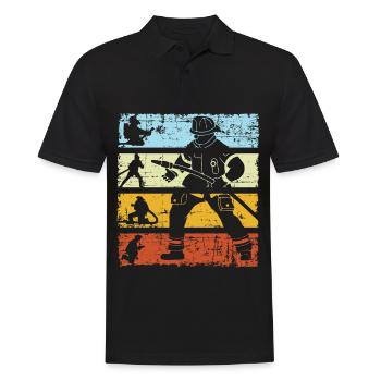 Firefighter Firefighter Firefighter Retro - Men's Polo Shirt - black - Front - Kai (181cm)