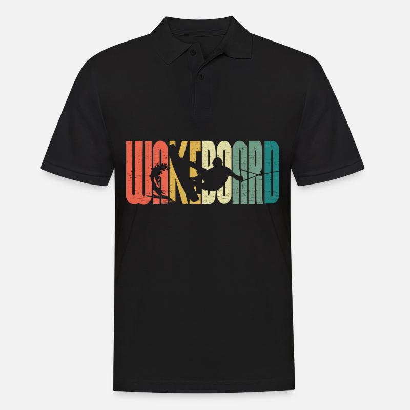Retro Wakeboard Sunset Wakeboarder Wakeboarding - Männer Poloshirt - Schwarz