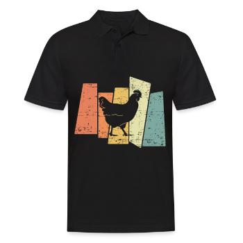 Rétro Chicken I Chicken Farmer - Polo Homme - noir - Devant - Kai (181cm)