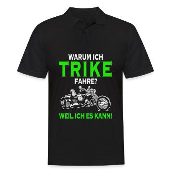 Warum ich Trike fahre weil ich es kann Dreirad - Männer Poloshirt - Schwarz - Vorne - Kai (181cm)