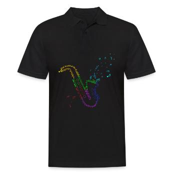 Saxophone rétro Notes de musique Instrument de musique - Polo Homme - noir - Devant - Kai (181cm)